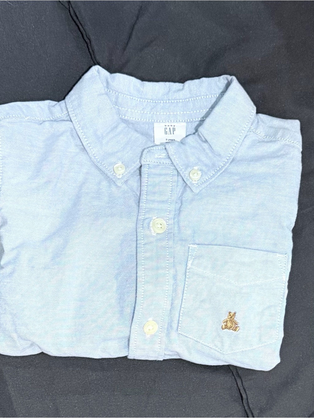 GAP Light Blue Button-Down Oxford Shirt with Pocket Embroidery